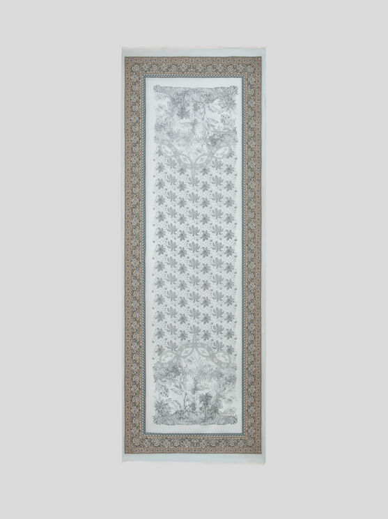 Etro Printed Silk And Wool Scarf In Light Blue