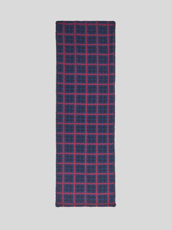 Shop Etro Printed Double Jacquard Scarf In Navy Blue