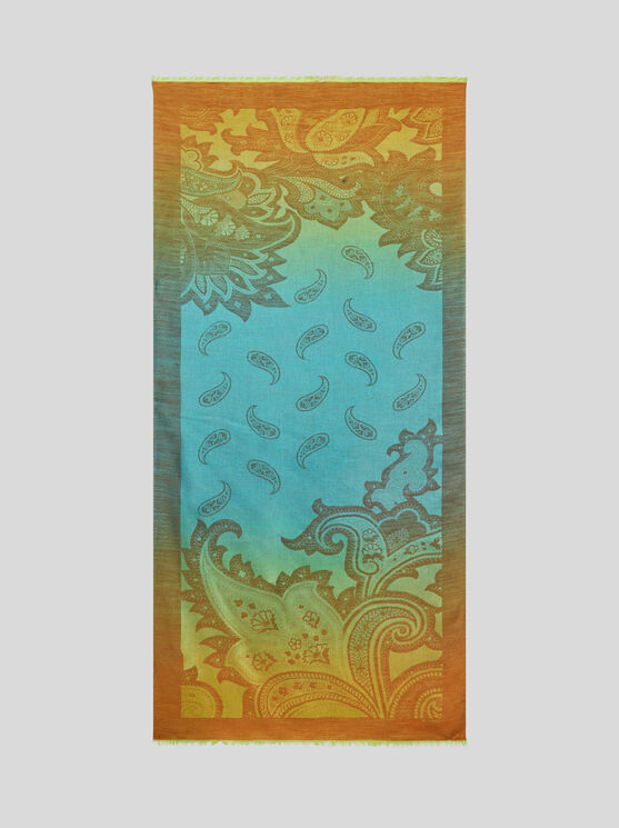 Etro Dégradé Paisley Scarf In Green