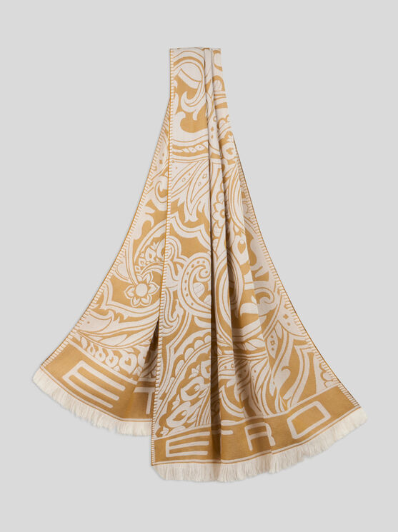 Etro , Printed Wool- And Silk-blend Scarf, Man, Beige