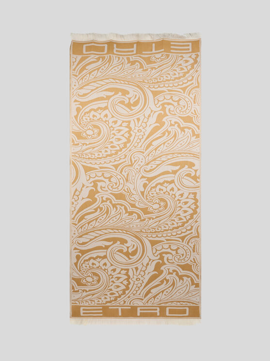 Etro , Printed Wool- And Silk-blend Scarf, Man, Beige In Beige