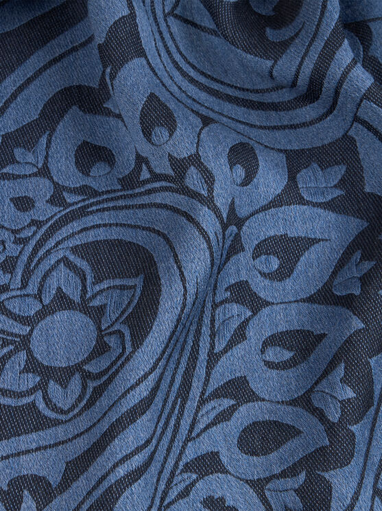 Etro , Printed Wool- And Silk-blend Scarf, Man, Blue In Blue