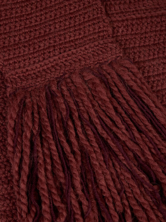 Etro , Wool And Alpaca Scarf With Fringing, Man, Burgundy In Burgundy