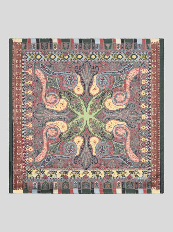 Shop Etro Printed Silk Pocket Square In Multicolour