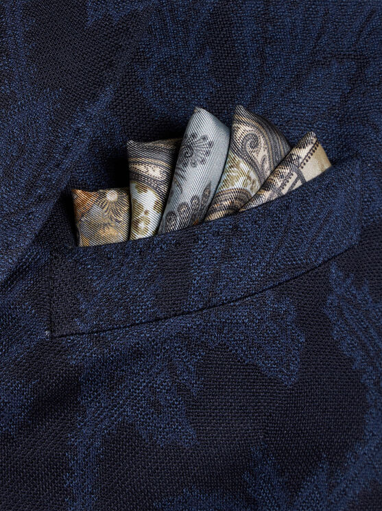 Shop Etro Printed Silk Pocket Square In Light Blue