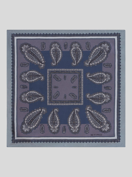 Shop Etro Paisley Pocket Square In Grey