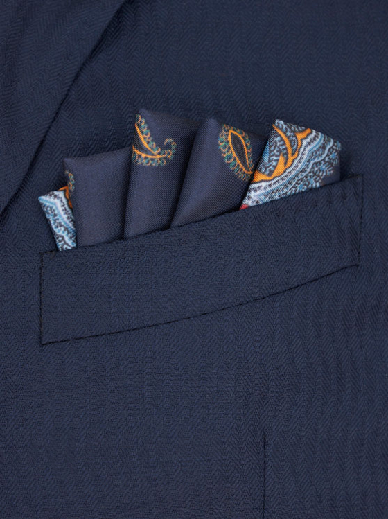 Shop Etro Micro Paisley Pocket Square In Navy Blue