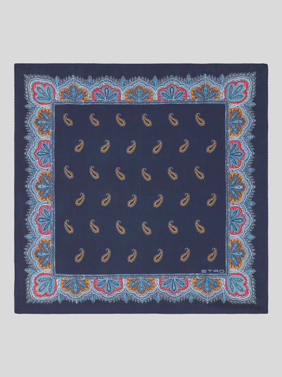 Shop Etro Micro Paisley Pocket Square In Navy Blue