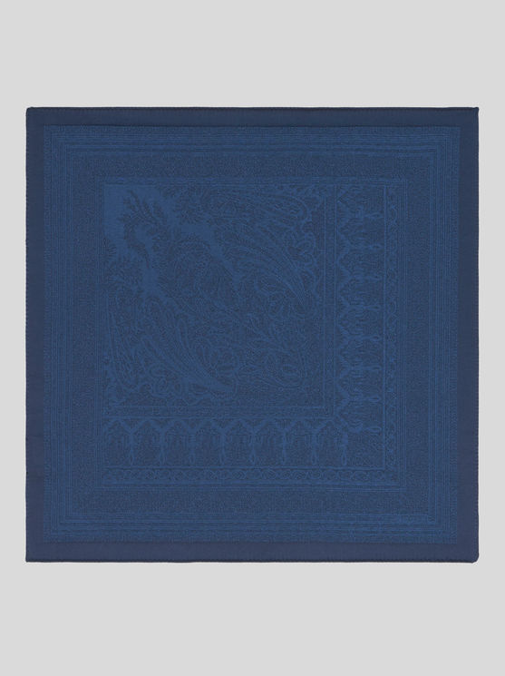 Shop Etro Paisley Pocket Square In Navy Blue