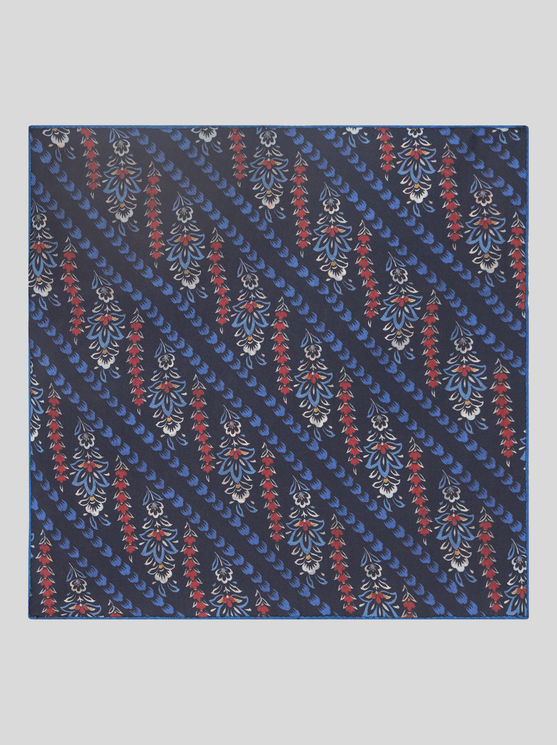 Etro Paisley-print Silk Pocket Scarf In Navy Blue