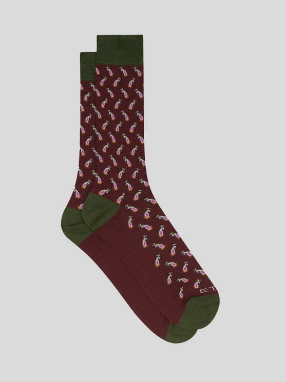 Etro Paisley-jacquard Socks In Red