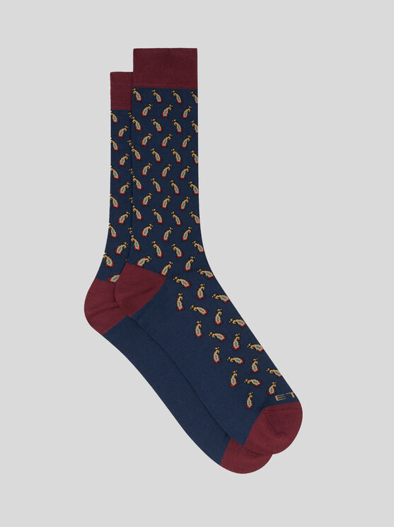 Etro Micro Paisley Jacquard Socks In Navy Blue