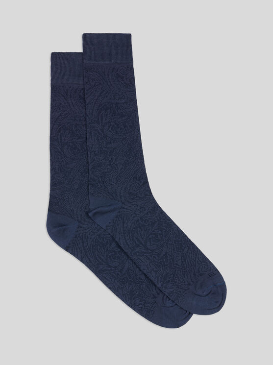Etro Paisley-jacquard Socks In Navy Blue