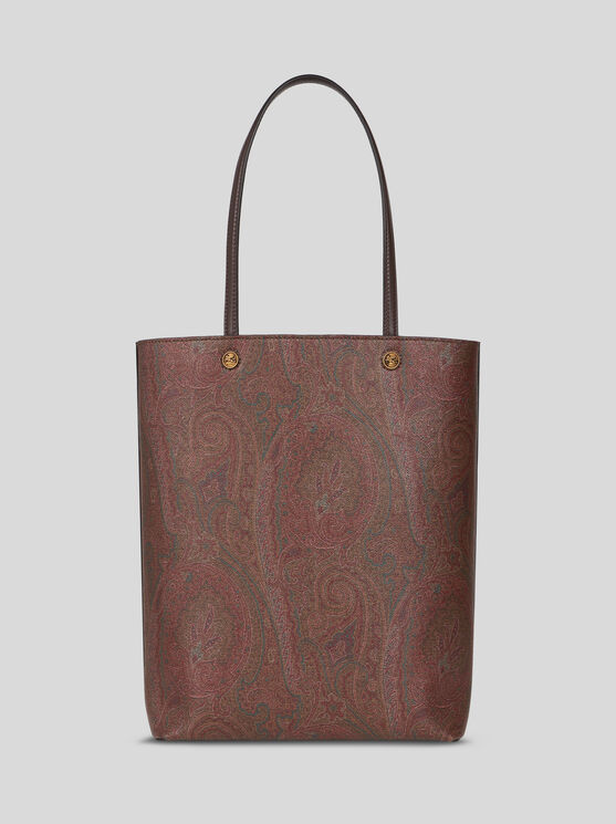 Shop Etro Paisley Tote Bag With Clutch In Brown