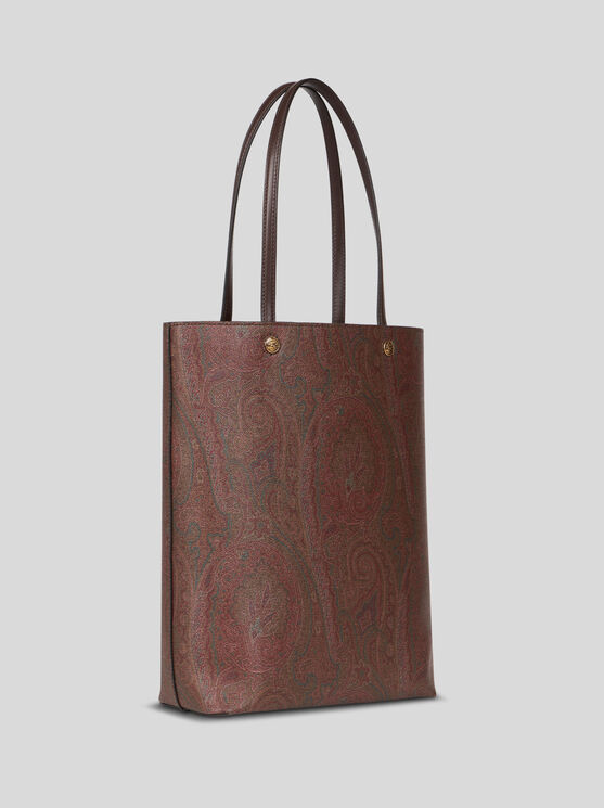 Shop Etro Paisley Tote Bag With Clutch In Brown