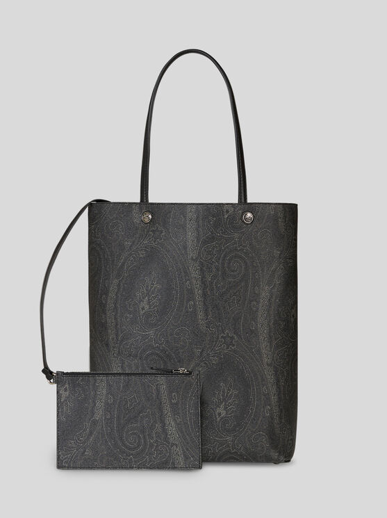 Etro Clutch Embellished Paisley Tote Bag In Black