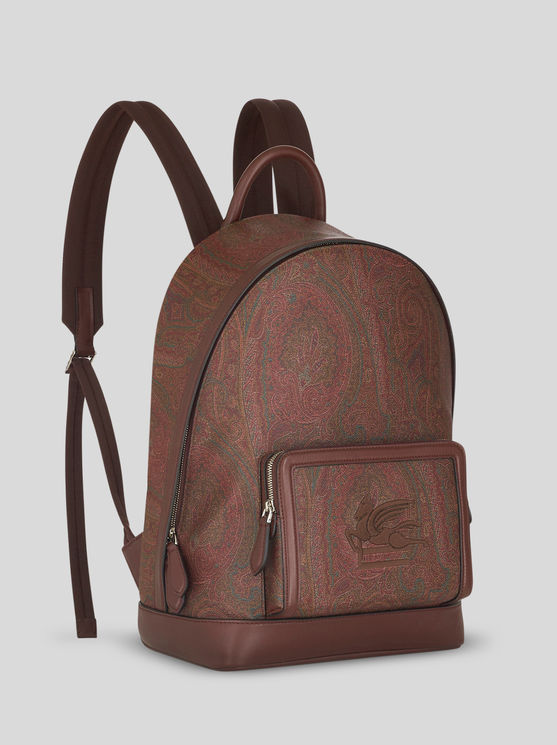 Shop Etro Paisley Backpack With Pegaso Detail In White