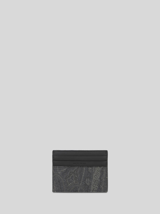 Shop Etro Paisley Card Holder With Pegaso Detail In Black