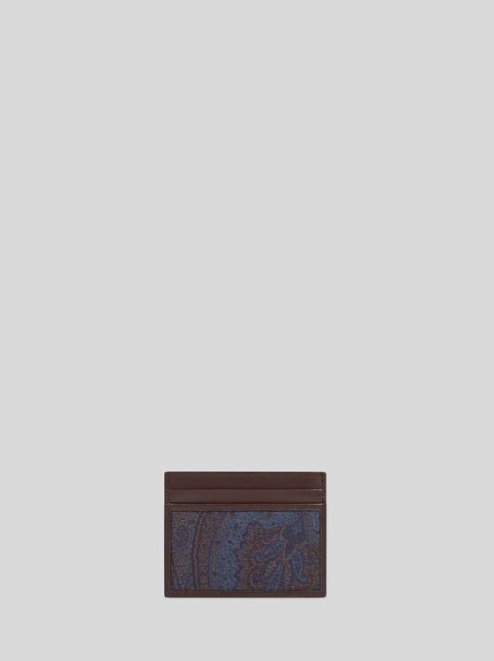 Etro Essential Jacquard Card Holder, Man, Brown