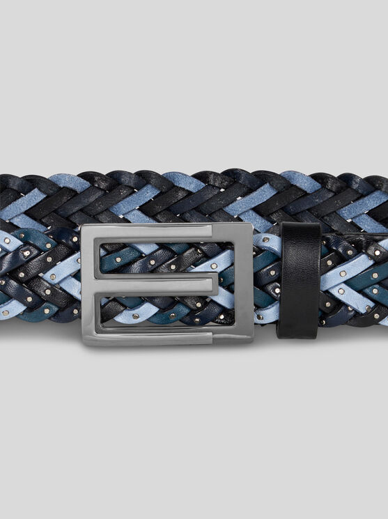 Shop Etro Woven Leather Belt With  Buckle In Black