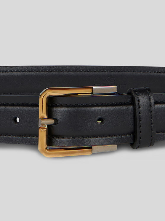 Shop Etro Leather Belt In Black