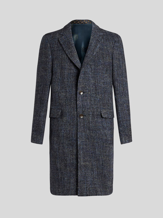 Shop Etro Wool-blend Coat In Navy Blue