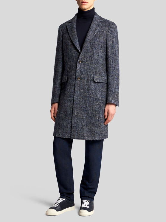 Shop Etro Wool-blend Coat In Navy Blue