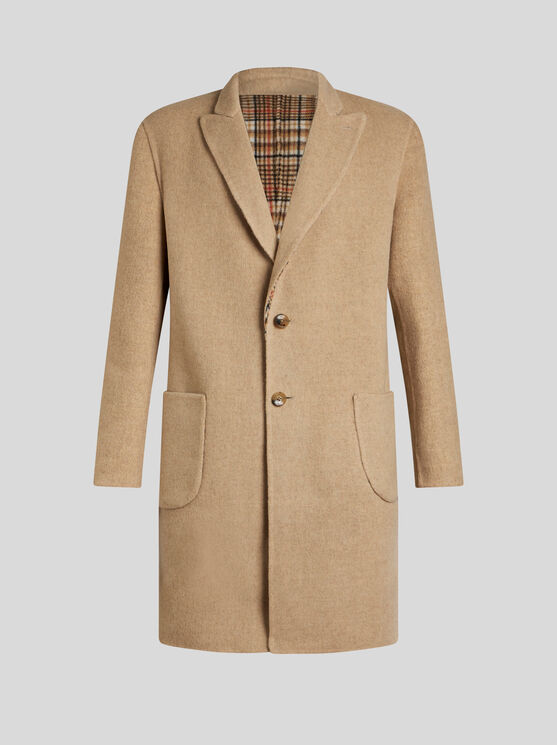 Shop Etro Reversible Wool Coat In Beige