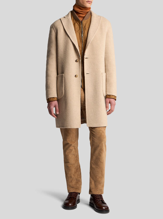 Shop Etro Reversible Wool Coat In Beige