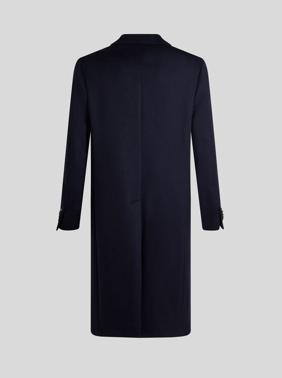 Shop Etro Cashmere Coat In Navy Blue