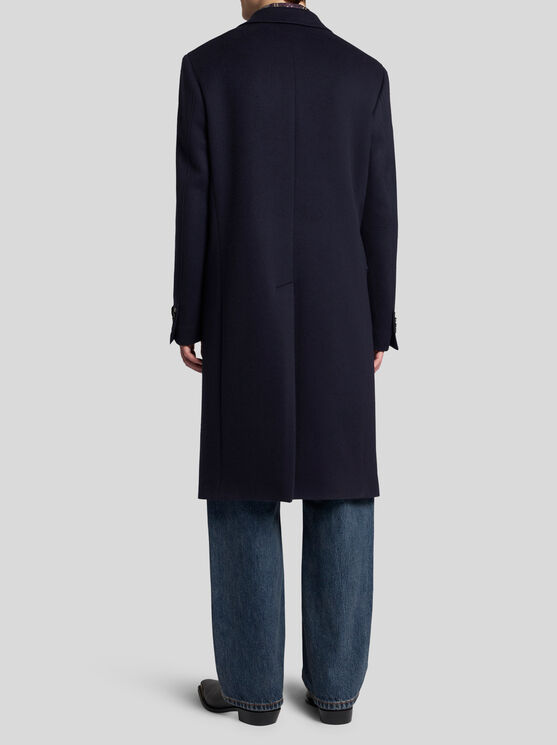 Shop Etro Cashmere Coat In Navy Blue