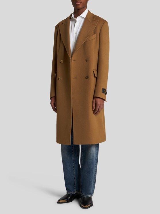 Shop Etro Double-breasted Cashmere Coat In Light Brown