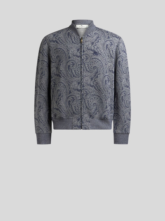 Etro , Bomberjacke Mit Jacquardmuster Mit Logo, Herren, Grau, Grösse Xxl