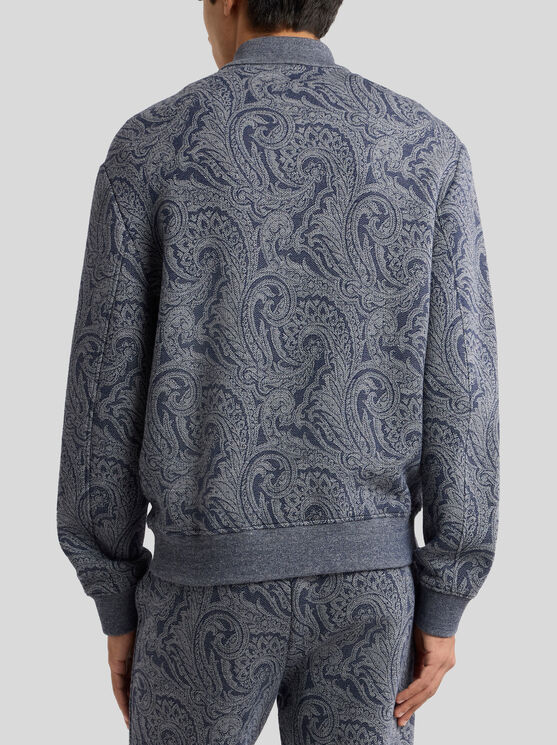 Etro , Bomberjacke Mit Jacquardmuster Mit Logo, Herren, Grau, Grösse Xxl