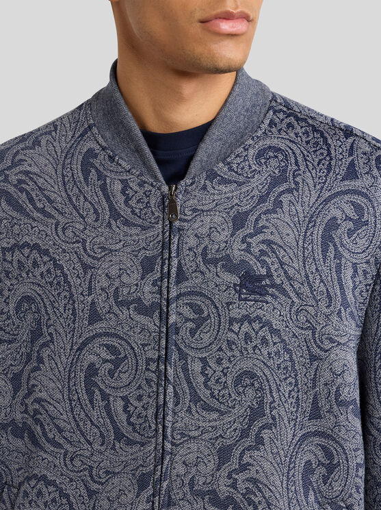 Etro , Bomberjacke Mit Jacquardmuster Mit Logo, Herren, Grau, Grösse Xxl