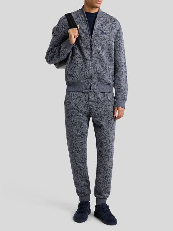 Etro , Bomberjacke Mit Jacquardmuster Mit Logo, Herren, Grau, Grösse Xxl