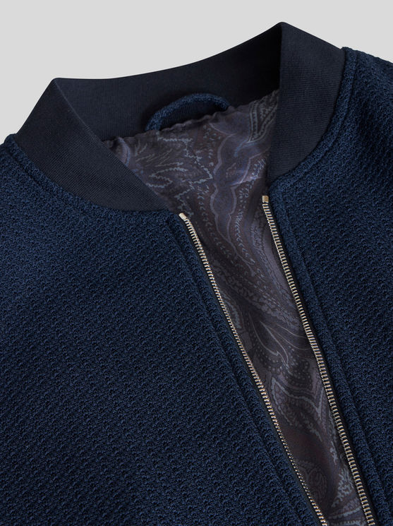 Shop Etro Cotton Bomber Jacket In Navy Blue