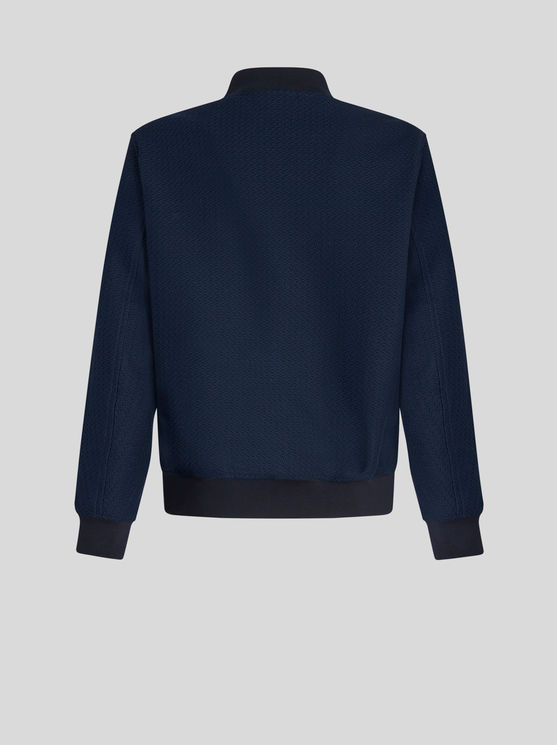 Shop Etro Cotton Bomber Jacket In Navy Blue