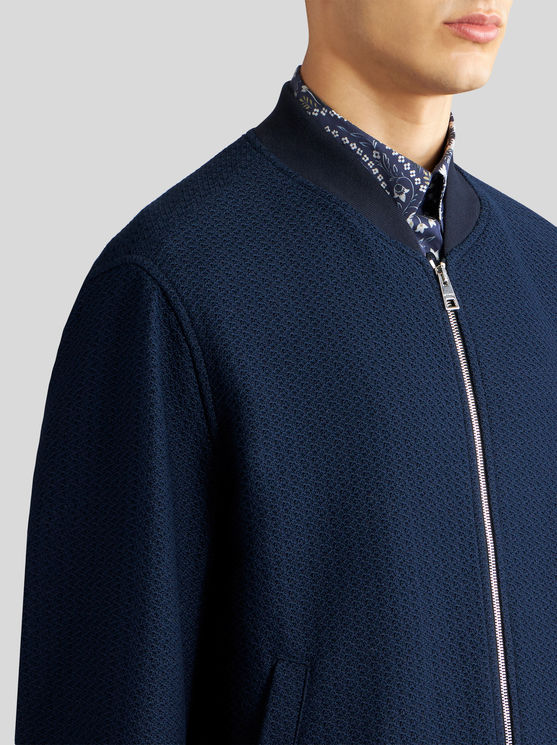 Shop Etro Cotton Bomber Jacket In Navy Blue