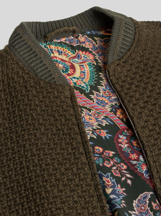 Shop Etro Wool Bomber Jacket In Grau