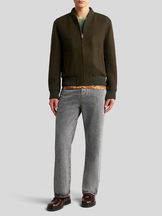 Shop Etro Wool Bomber Jacket In Grau