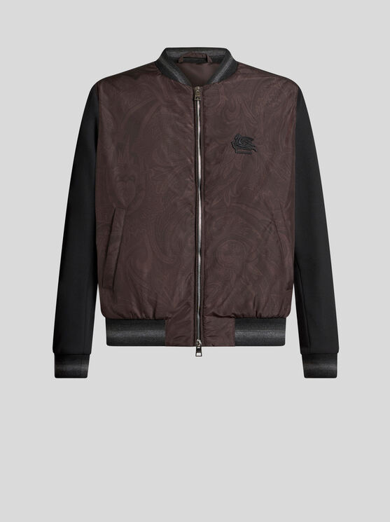 Etro , Paisley Bomber Jacket With Logo, Man, Black, Size M In Black