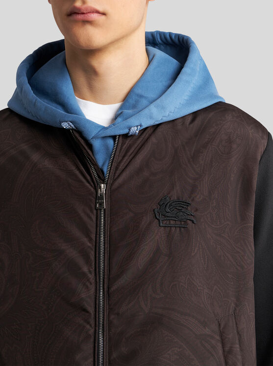 Etro , Paisley Bomber Jacket With Logo, Man, Black, Size M In Black
