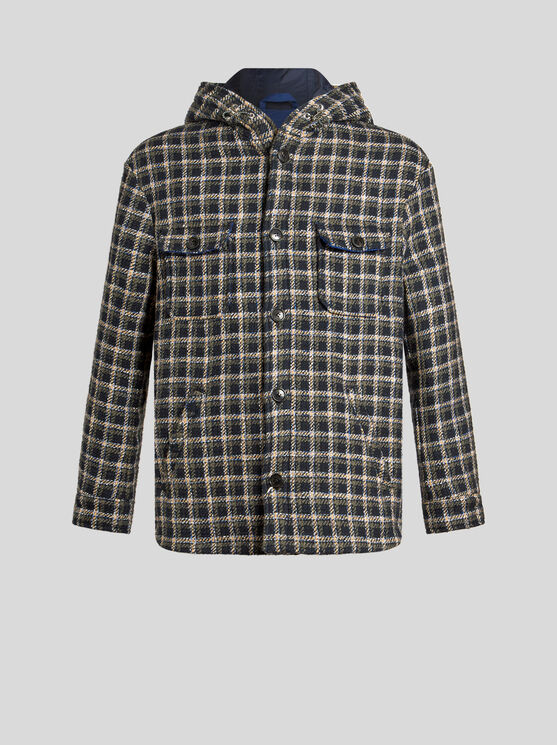 Shop Etro Jacquard Overshirt In Navyblau