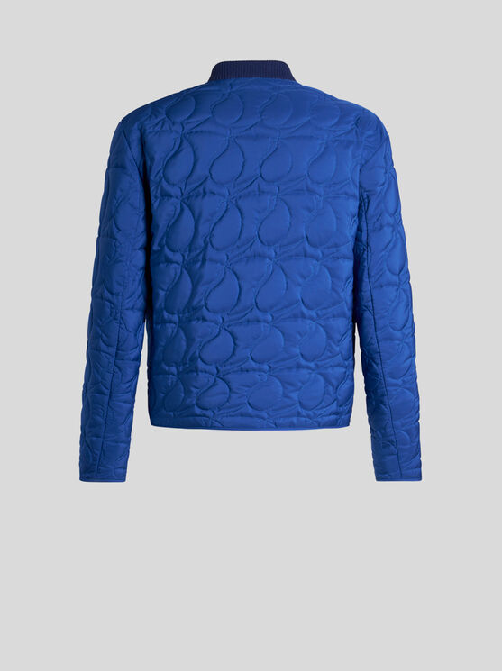 Shop Etro Quilted Paisley Bomber Jacket In Electric Blue