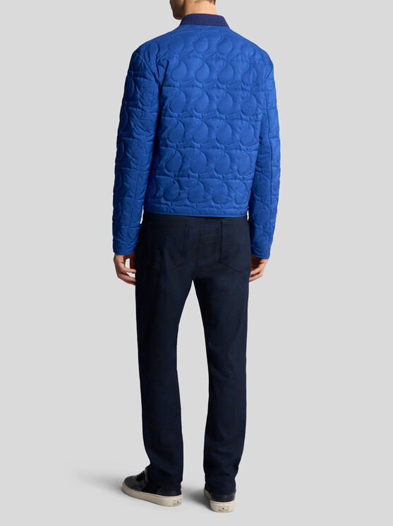 Shop Etro Quilted Paisley Bomber Jacket In Electric Blue