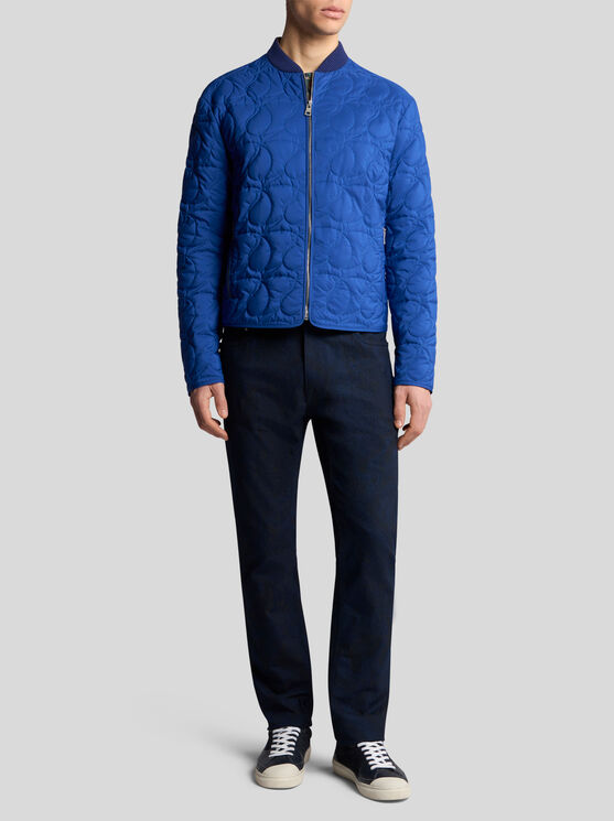 Shop Etro Quilted Paisley Bomber Jacket In Electric Blue