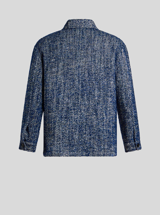 Shop Etro Wool- And Alpaca Wool-blend Overshirt In Navy Blue