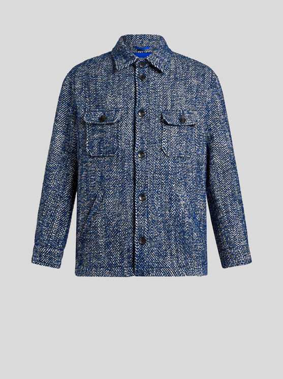 Shop Etro Wool- And Alpaca Wool-blend Overshirt In Navy Blue