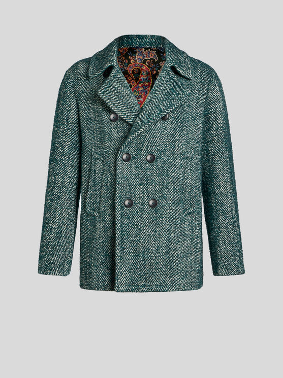 Shop Etro Wool- And Alpaca Wool-blend Pea Coat In Grün